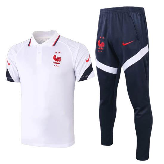 maglia polo e pantaloni francia bianco 2020-21