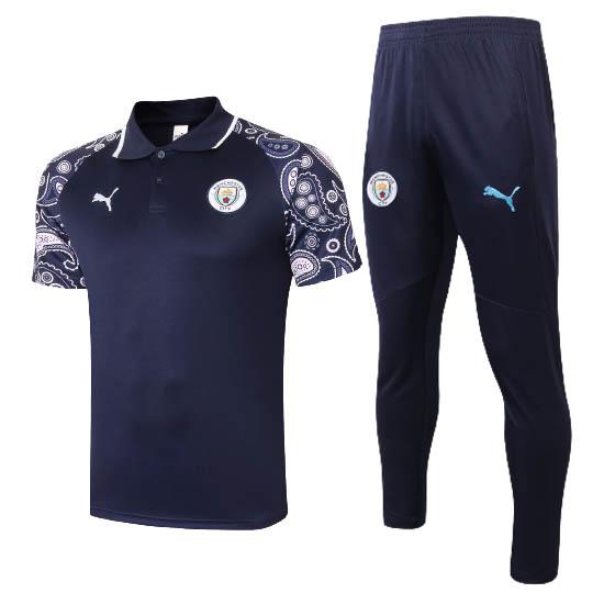 maglia polo e pantaloni manchester city blu navy 2020-21
