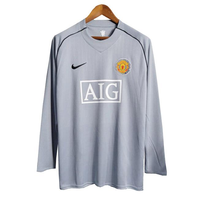 maglia retro manchester united manica lunga portiere grigio 2007-2008